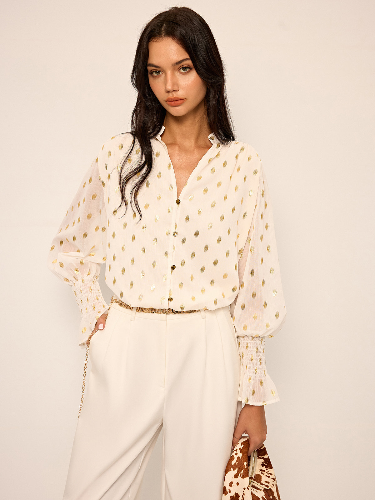 Polka Dot Chiffon Shirt