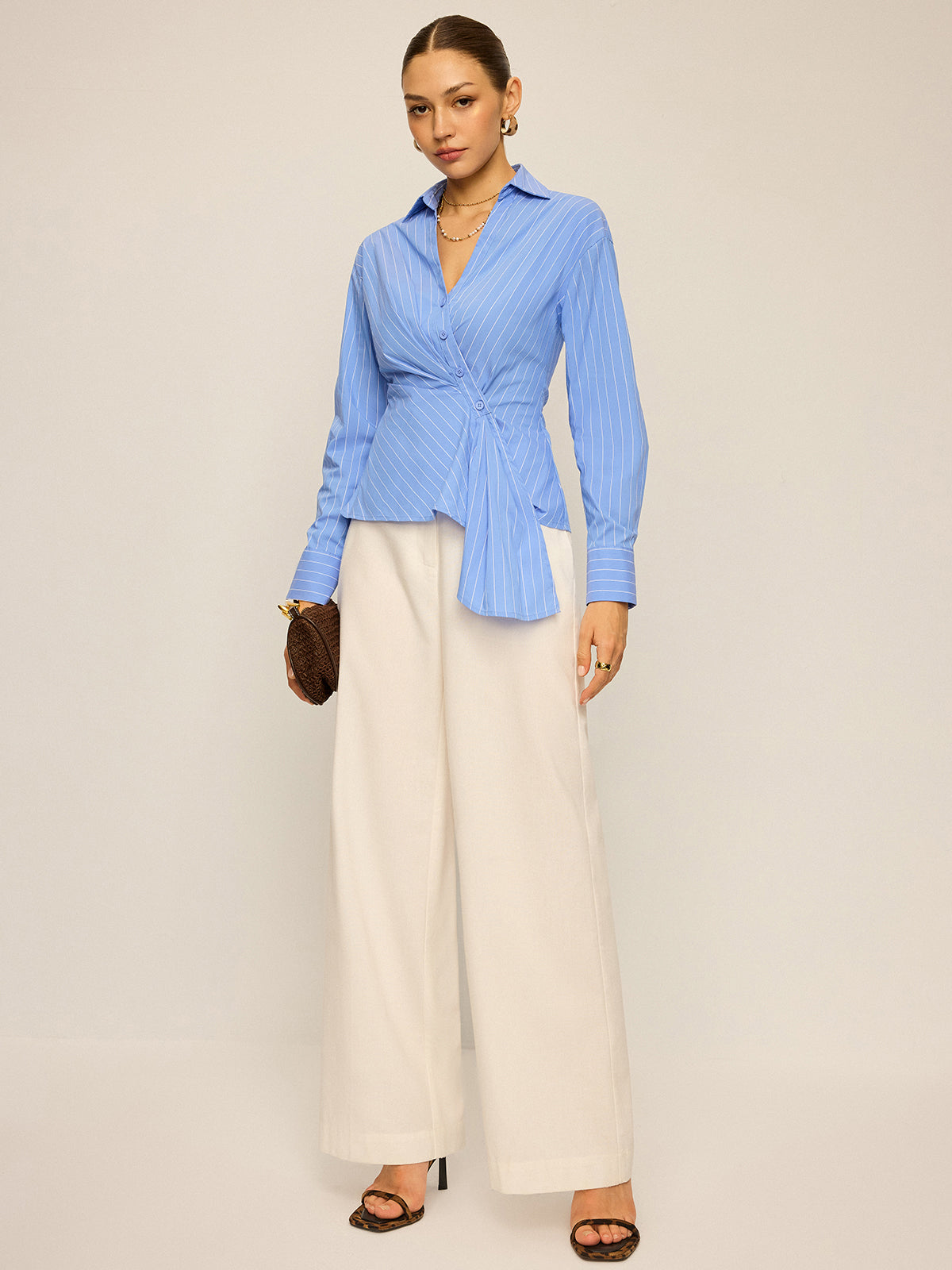 Striped Asymmetric Long Sleeve Shirt